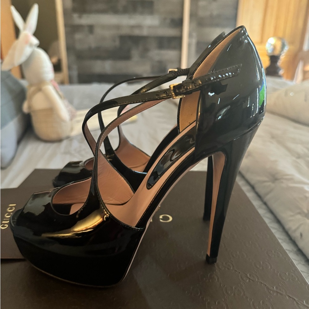 Gucci Black Patent Leather Platform Stiletto Heels